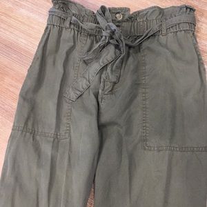 Drab green paper bag slacks